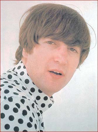 2: Here John seems to be asking: Is there something wrong with polka dots? A nice closeup of John Lennon (looking a little surly) from a 1965 photo session taken at his home in Kenwood in 1965.